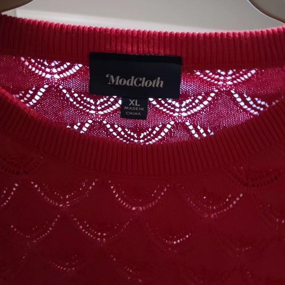 ModCloth Red Short-Sleeve Textured Knit Top - Picture 10 of 12